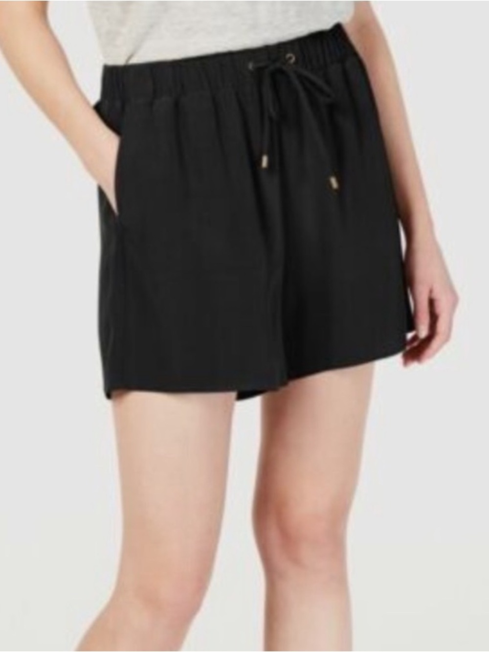 Eileen Fisher Women’s Black Elastic Drawstring Relaxed Walking Shorts Size M NWT